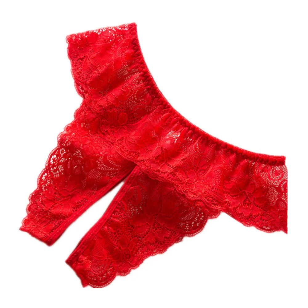 Women Sexy Opening Crotch Panties Lace Open Spandex Crotchless Thongs for Sex plus Size Female Underpants Sex Briefs Tangas