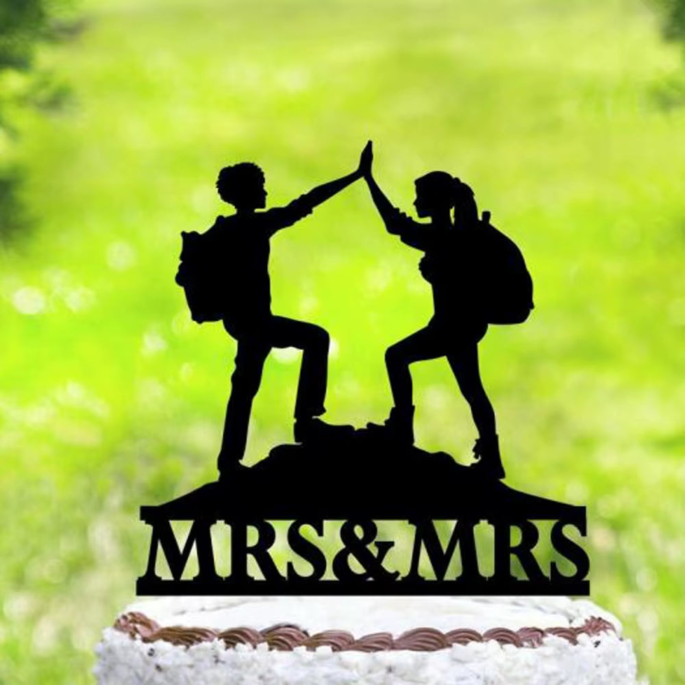 Same-Sex Lady and Mrs Wedding Cake Topper,Mrs and Mrs Victory Cake Topper Silhouette,Same Sex Wedding Topper Decor Supplies
