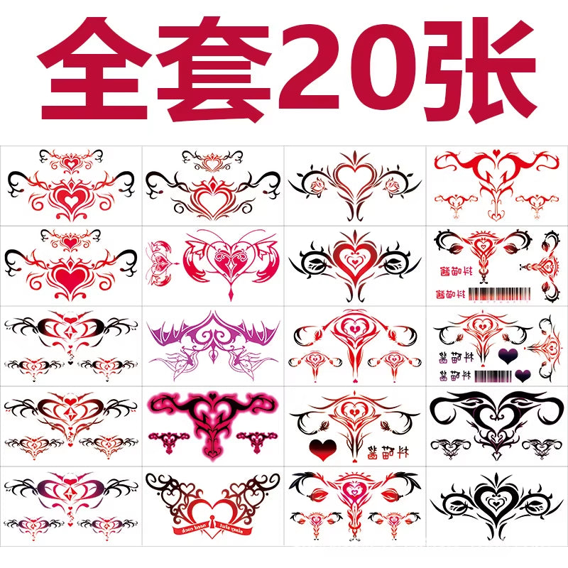 Tatoo Sex 10/20 Pcs Waterproof Temporary Tattoos Stickers Tattoo Girl 3D Fake Sex Womb Tattoo Stickers Fake Tattoos for Women
