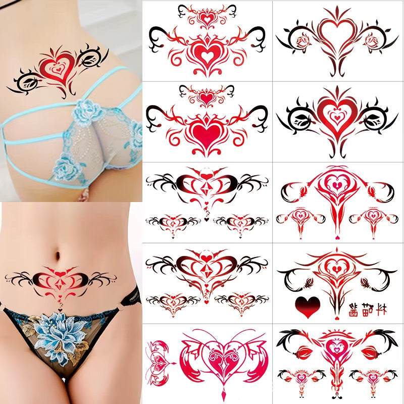 Tatoo Sex 10/20 Pcs Waterproof Temporary Tattoos Stickers Tattoo Girl 3D Fake Sex Womb Tattoo Stickers Fake Tattoos for Women