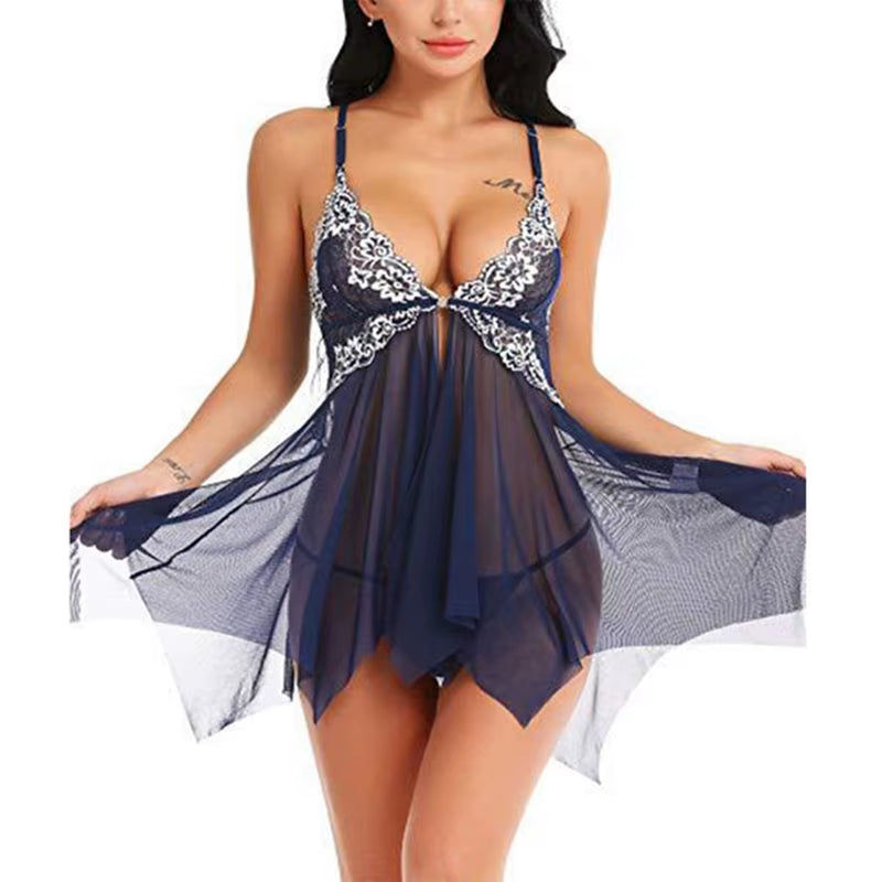 Sexy Women Hot Lingerie Porno Sleepwear for Sex Women Babydoll Transparent Lace Dress Sleepwear Lingerie Sex Clothes plus Size